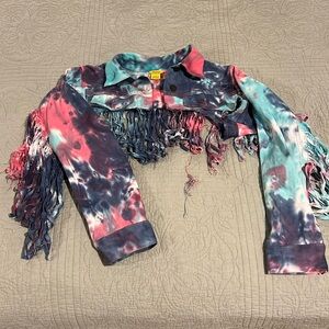 Daisy fringed high mid-drift jacket sleeves small